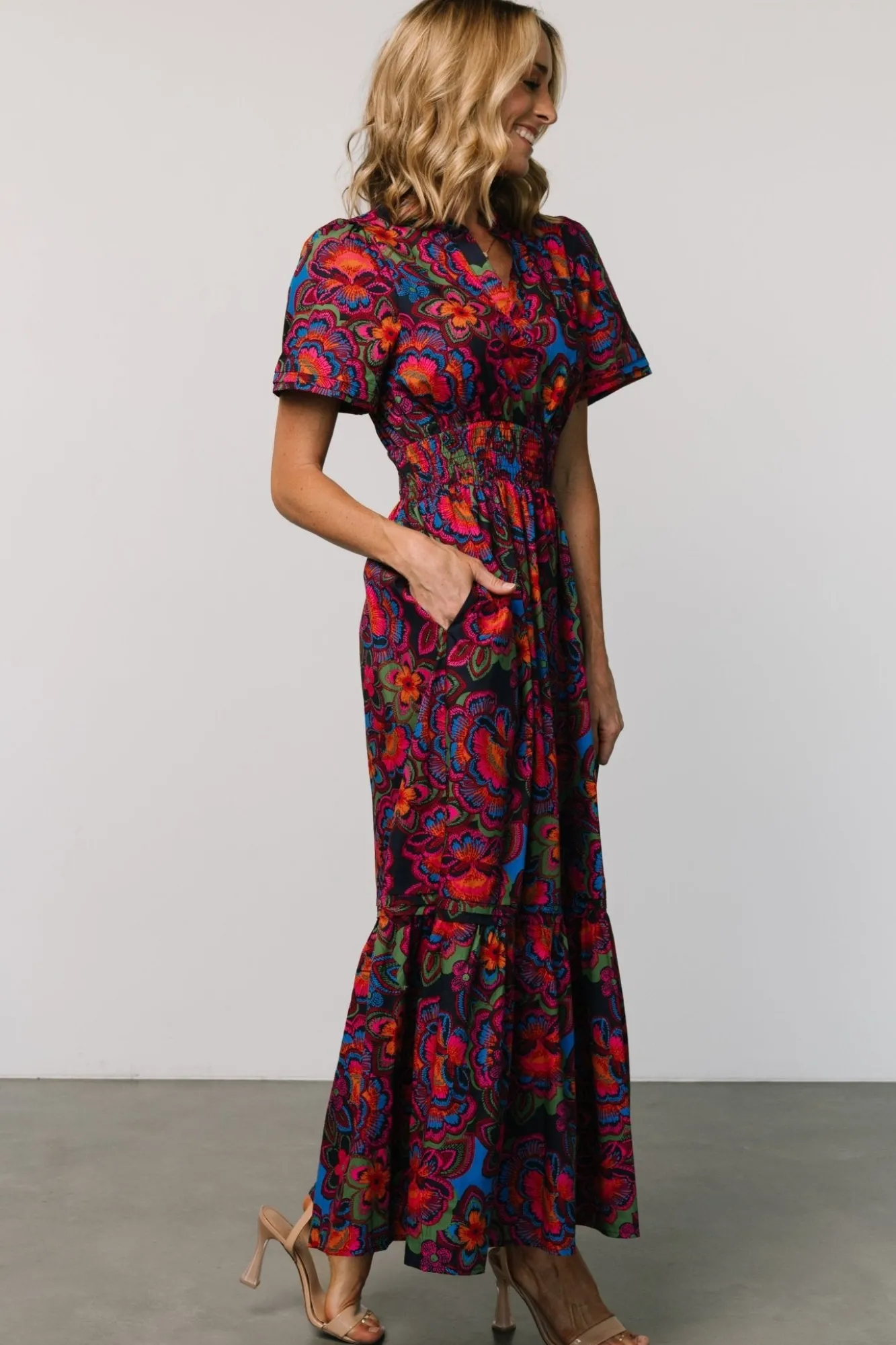 Baltic Born Vera Maxi Dress | Midnight Fuchsia Print