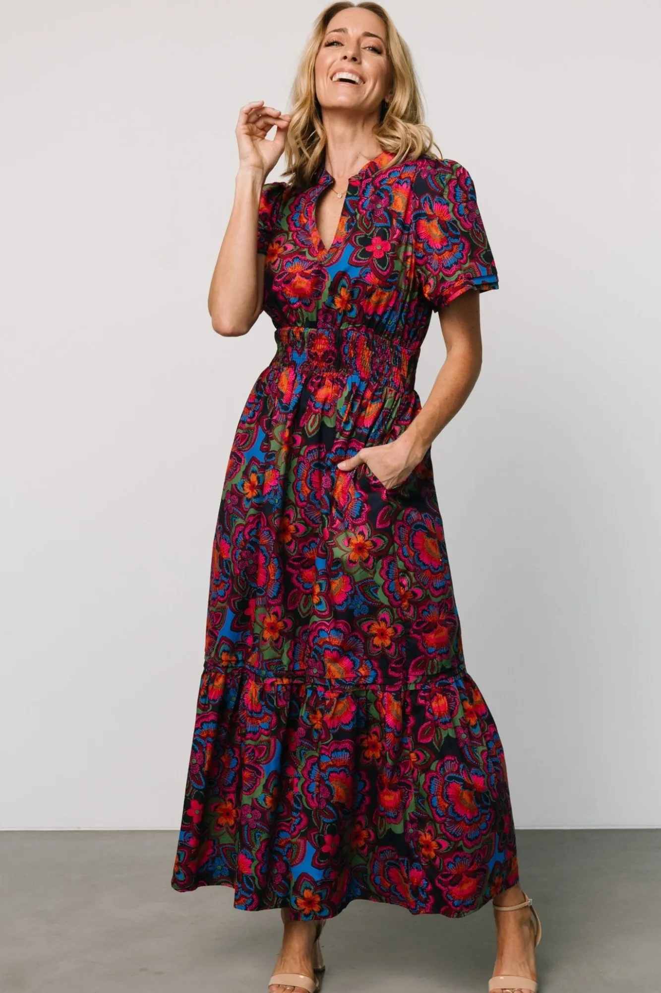 Baltic Born Vera Maxi Dress | Midnight Fuchsia Print