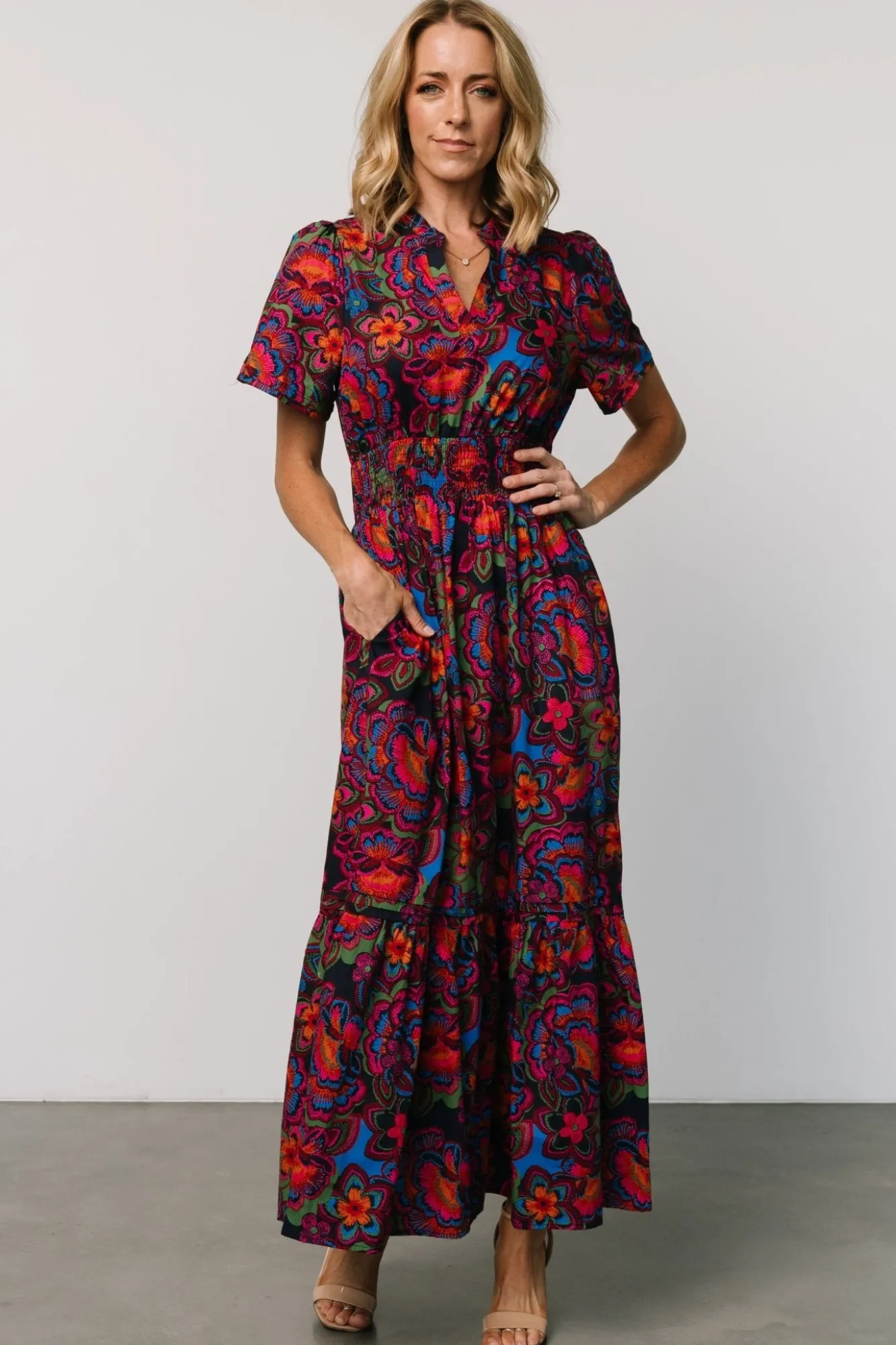 Baltic Born Vera Maxi Dress | Midnight Fuchsia Print