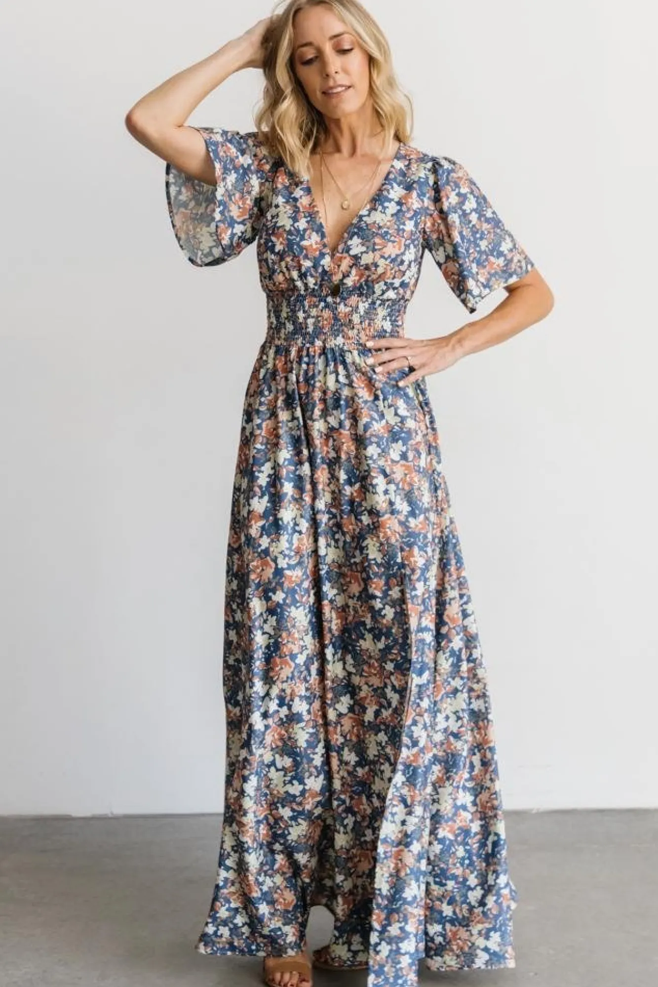 Baltic Born Verona Smocked Maxi Dress | Blue Floral