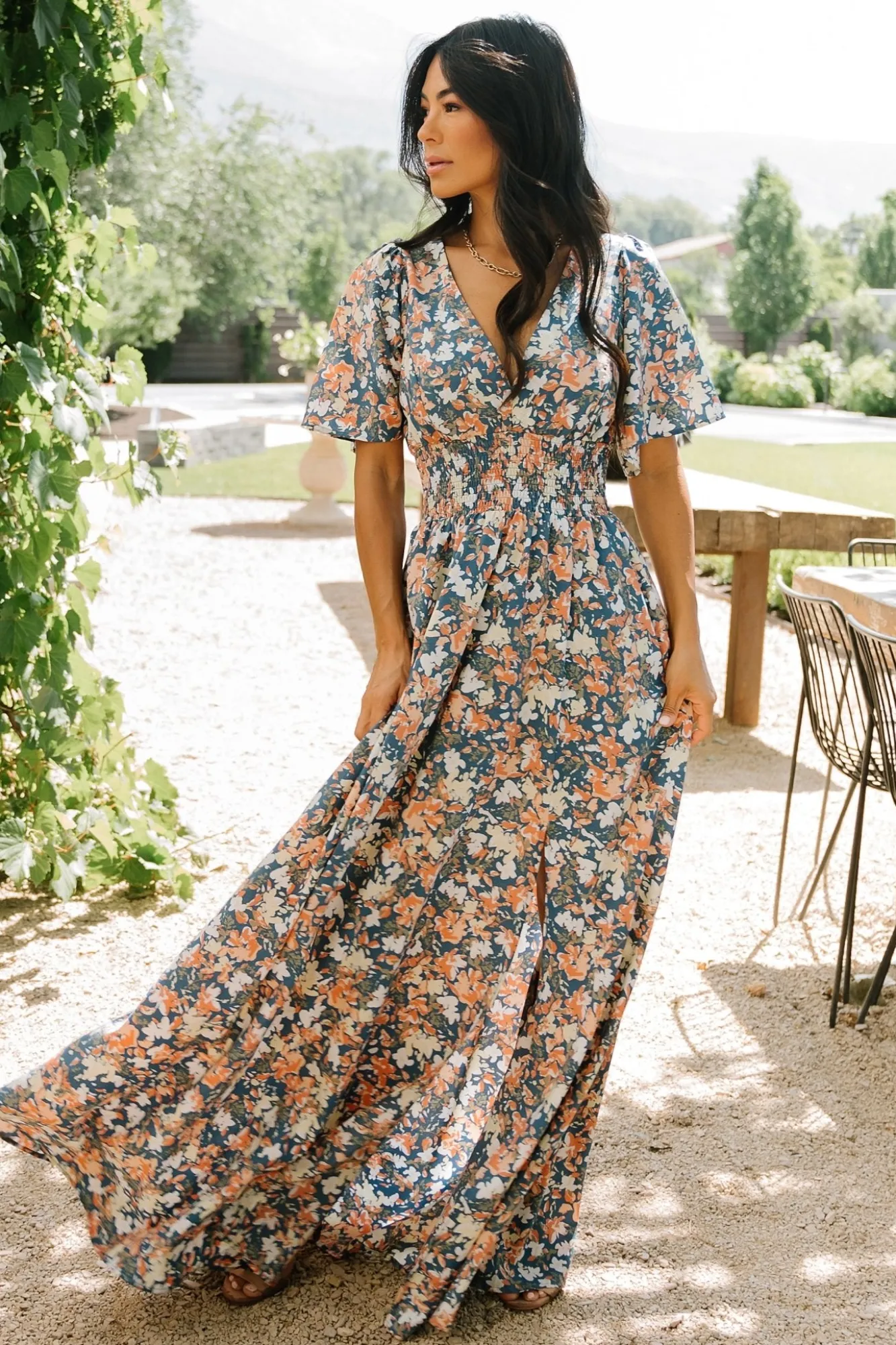 Baltic Born Verona Smocked Maxi Dress | Blue Floral