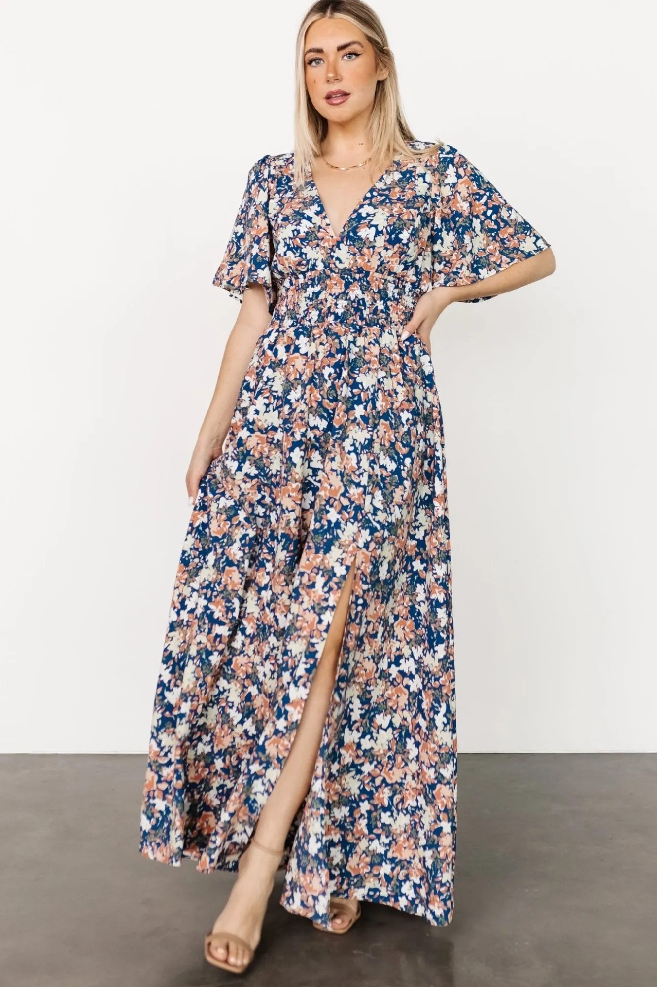 Baltic Born Verona Smocked Maxi Dress | Blue Floral