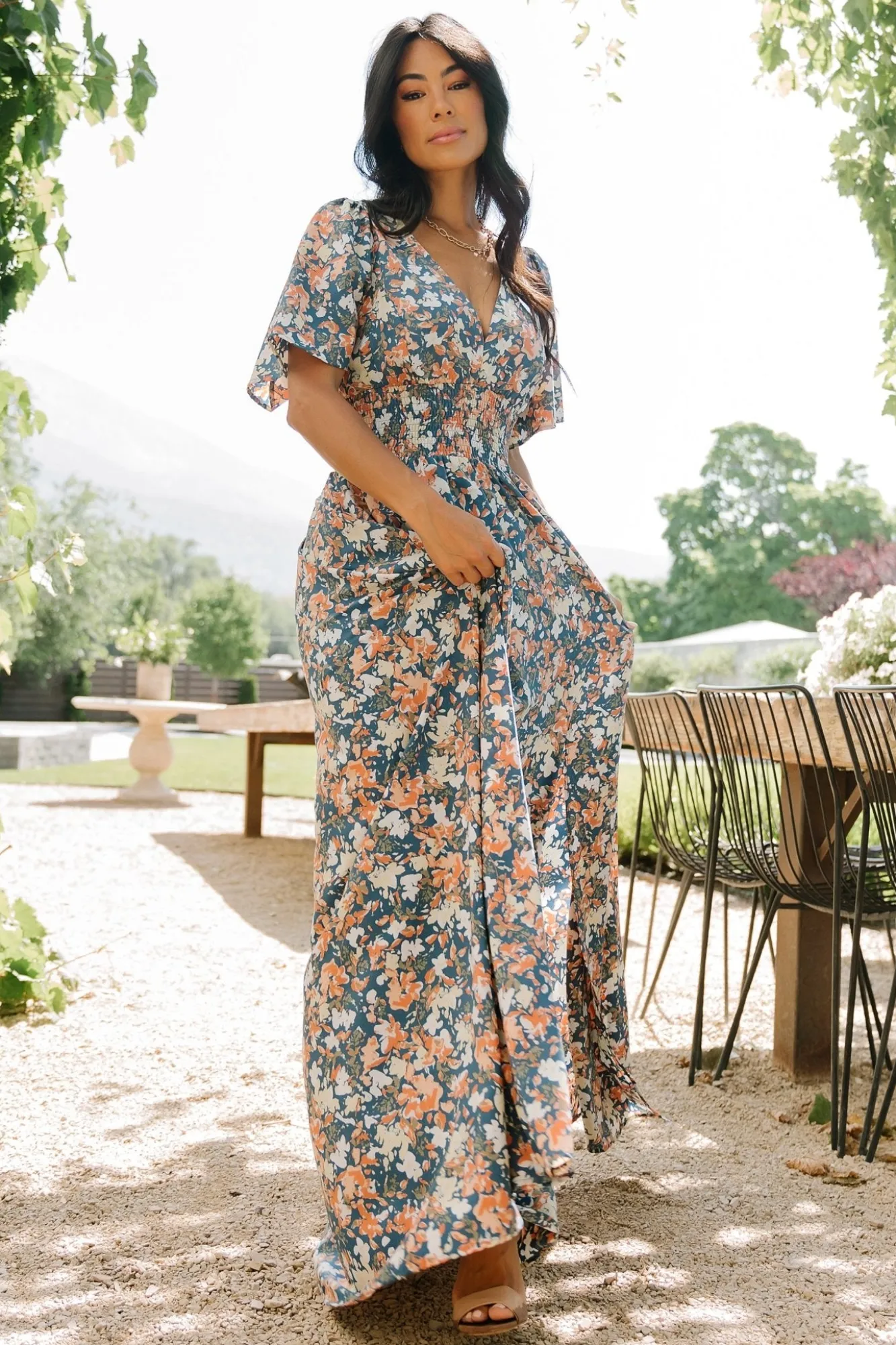 Baltic Born Verona Smocked Maxi Dress | Blue Floral
