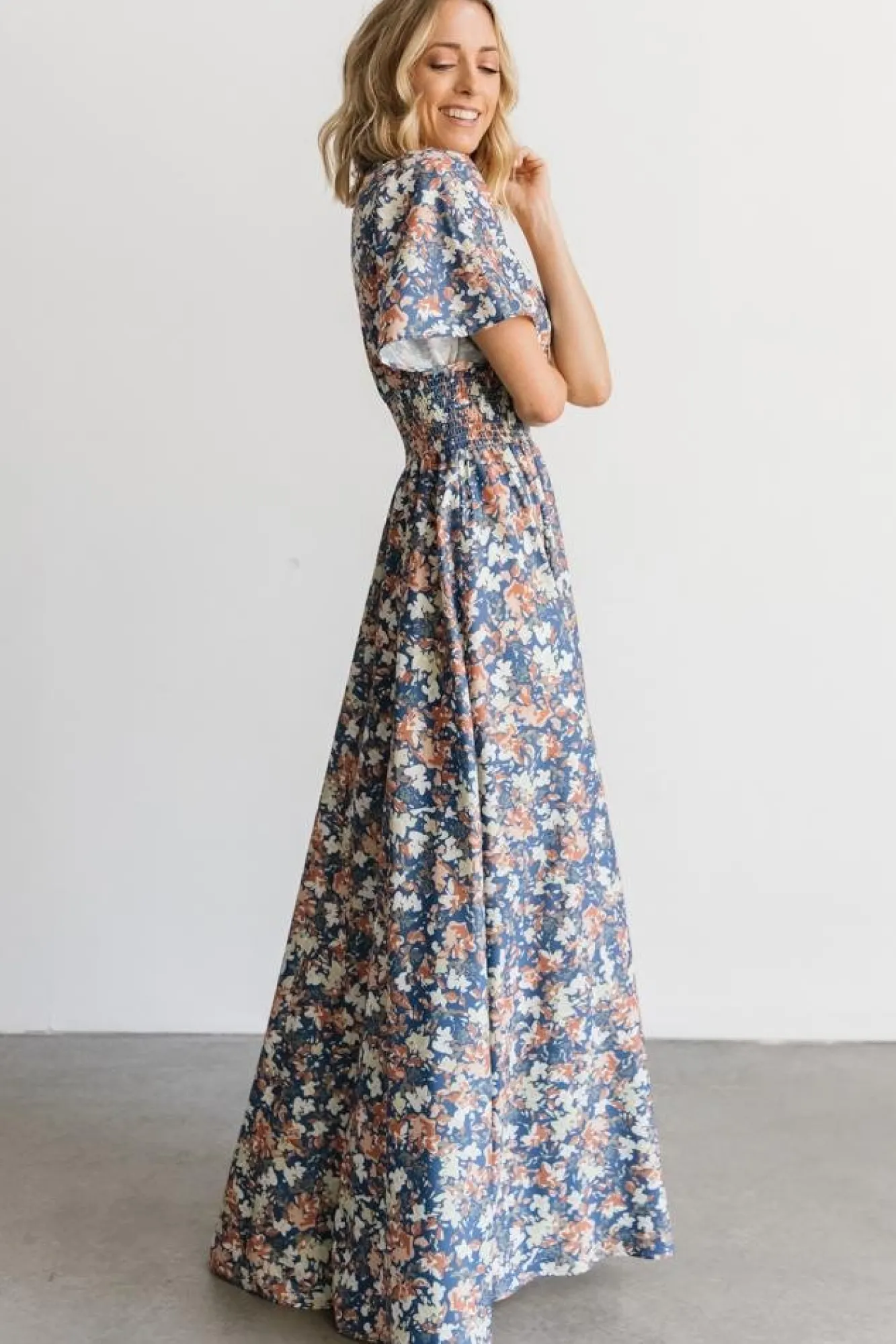 Baltic Born Verona Smocked Maxi Dress | Blue Floral