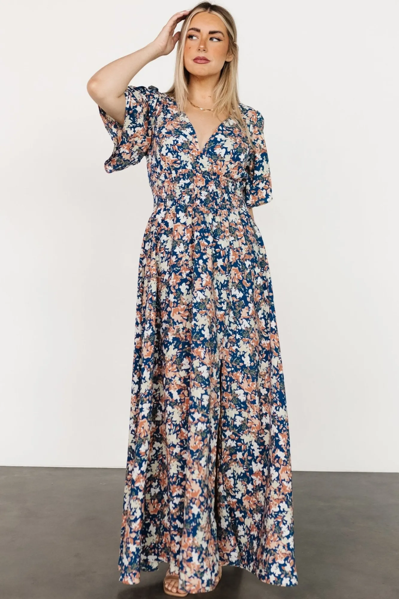 Baltic Born Verona Smocked Maxi Dress | Blue Floral