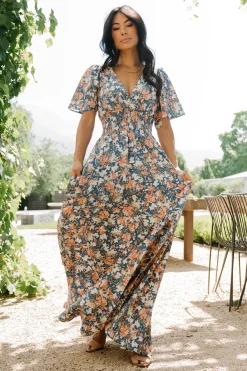 Baltic Born Verona Smocked Maxi Dress | Blue Floral