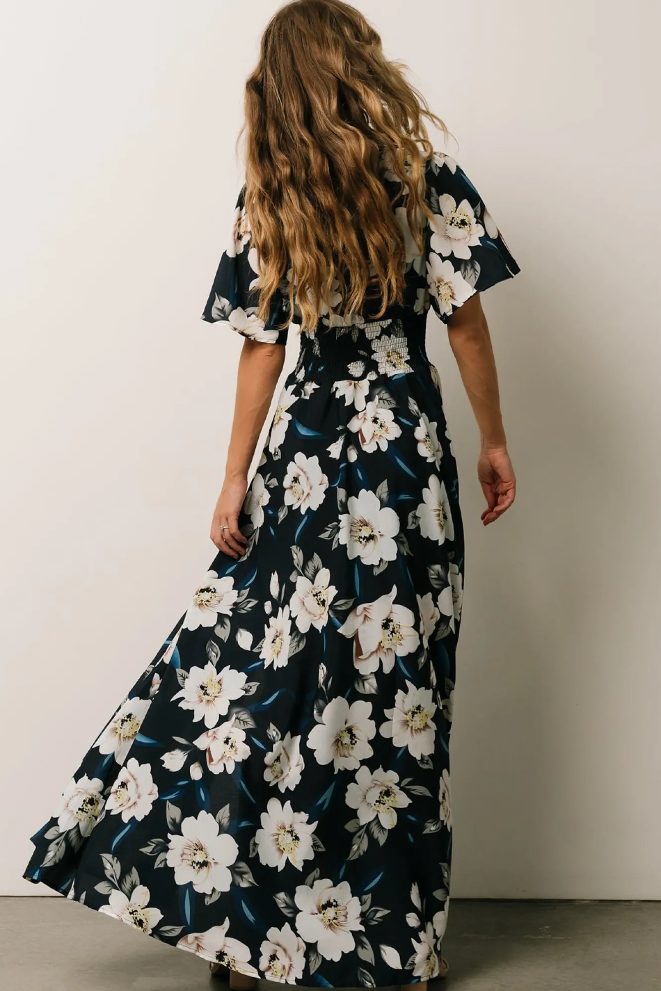 Baltic Born Verona Smocked Maxi Dress | Navy + White Floral