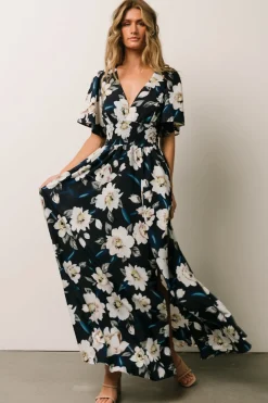 Baltic Born Verona Smocked Maxi Dress | Navy + White Floral