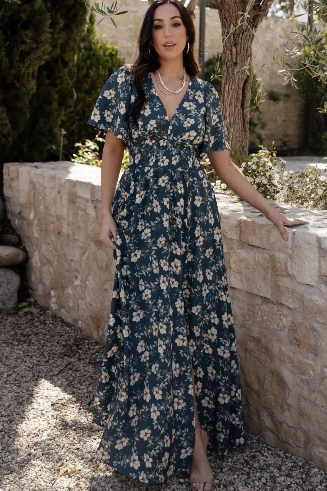 Baltic Born Verona Smocked Maxi Dress | Slate Floral