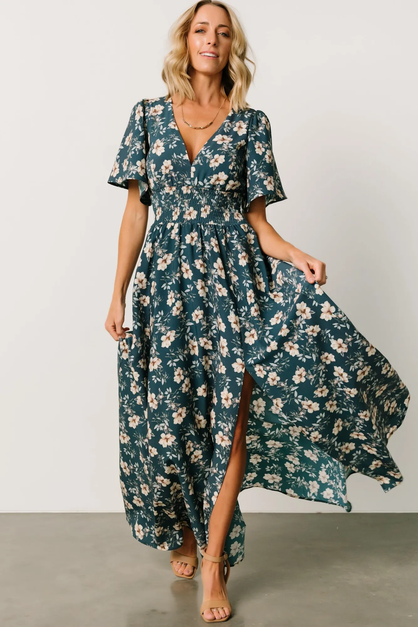 Baltic Born Verona Smocked Maxi Dress | Slate Floral