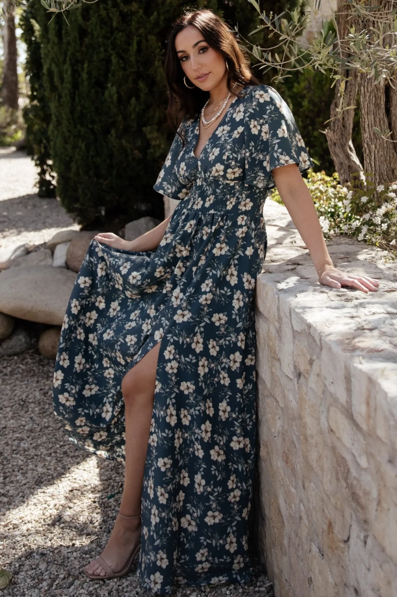 Baltic Born Verona Smocked Maxi Dress | Slate Floral