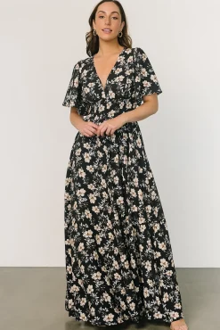 Baltic Born Verona Smocked Maxi Dress | Black Floral
