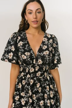 Baltic Born Verona Smocked Maxi Dress | Black Floral