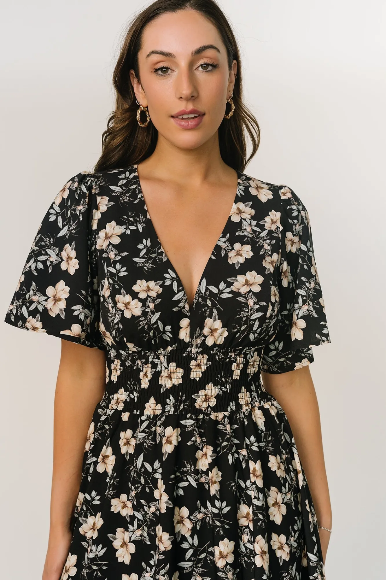Baltic Born Verona Smocked Maxi Dress | Black Floral
