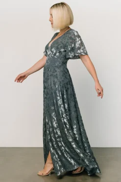 Baltic Born Veronica Velvet Maxi Dress | Slate Blue