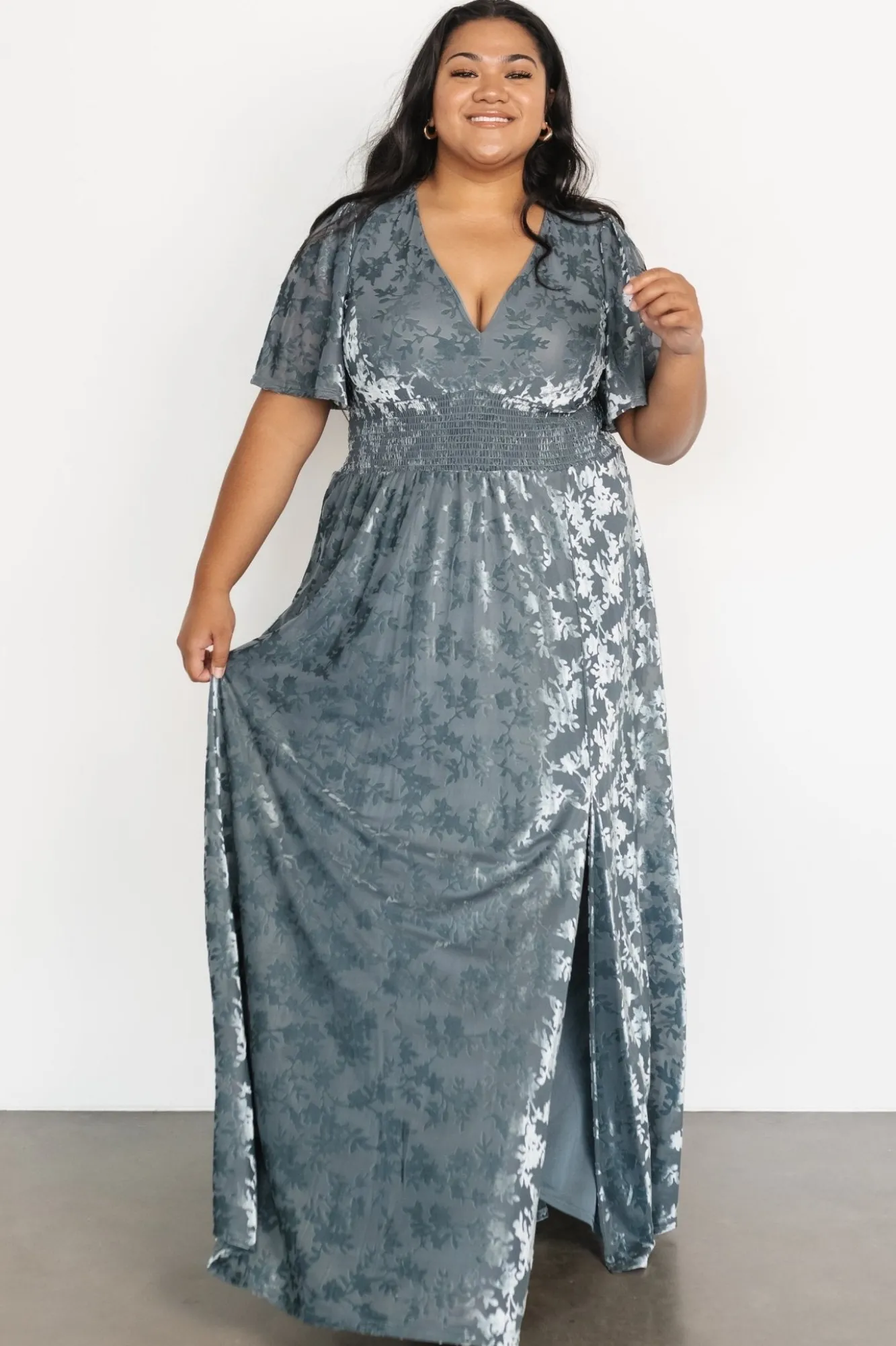 Baltic Born Veronica Velvet Maxi Dress | Slate Blue