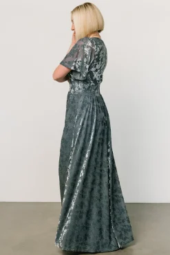 Baltic Born Veronica Velvet Maxi Dress | Slate Blue