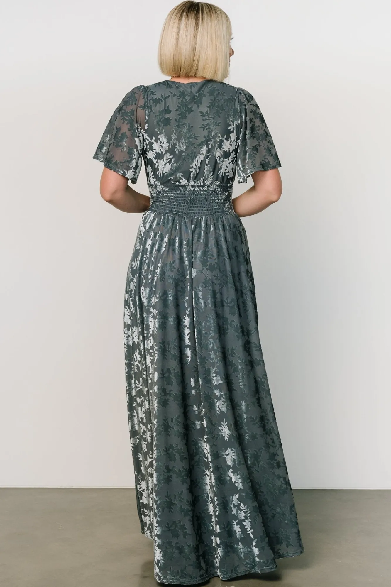 Baltic Born Veronica Velvet Maxi Dress | Slate Blue