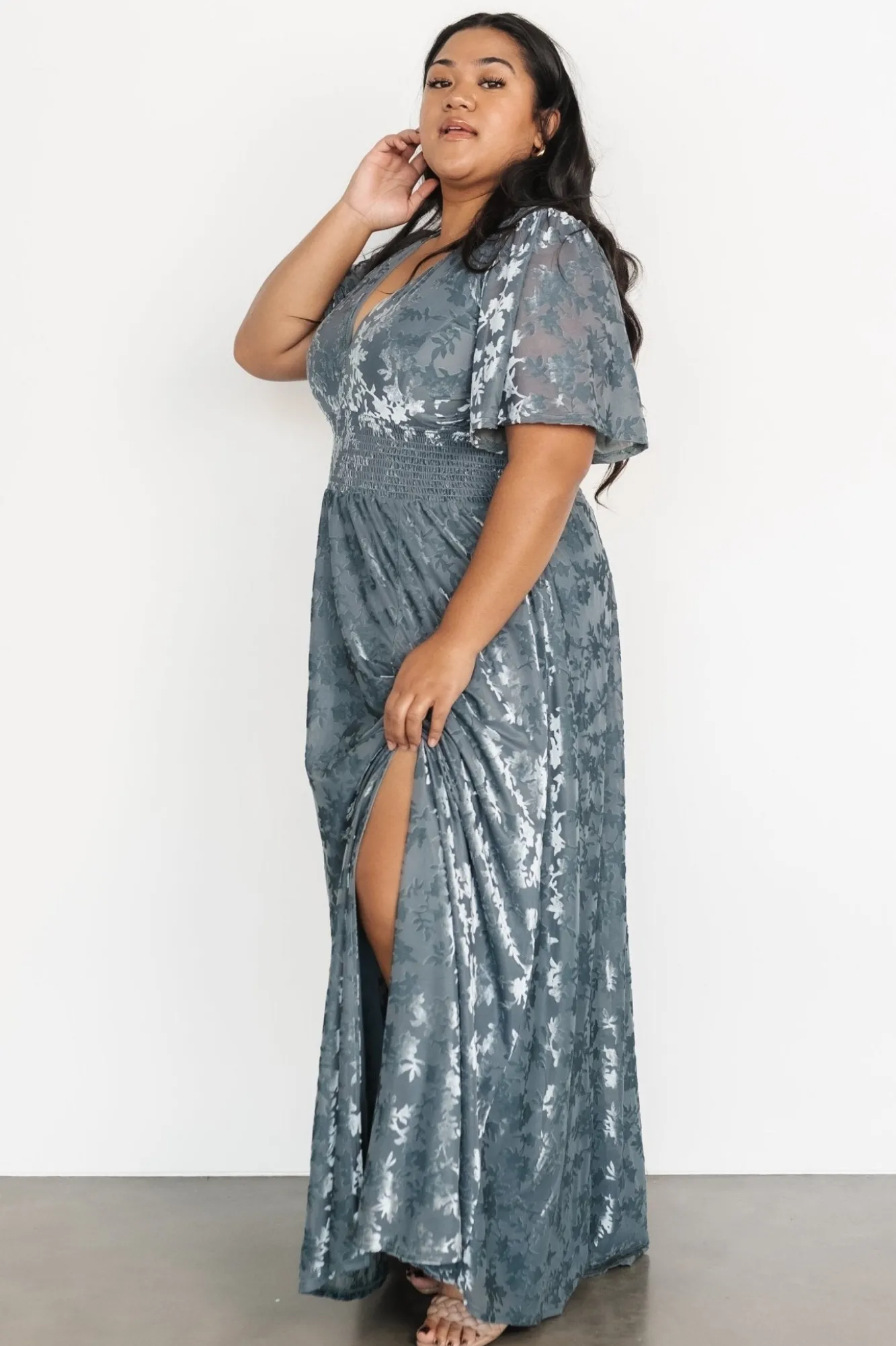 Baltic Born Veronica Velvet Maxi Dress | Slate Blue