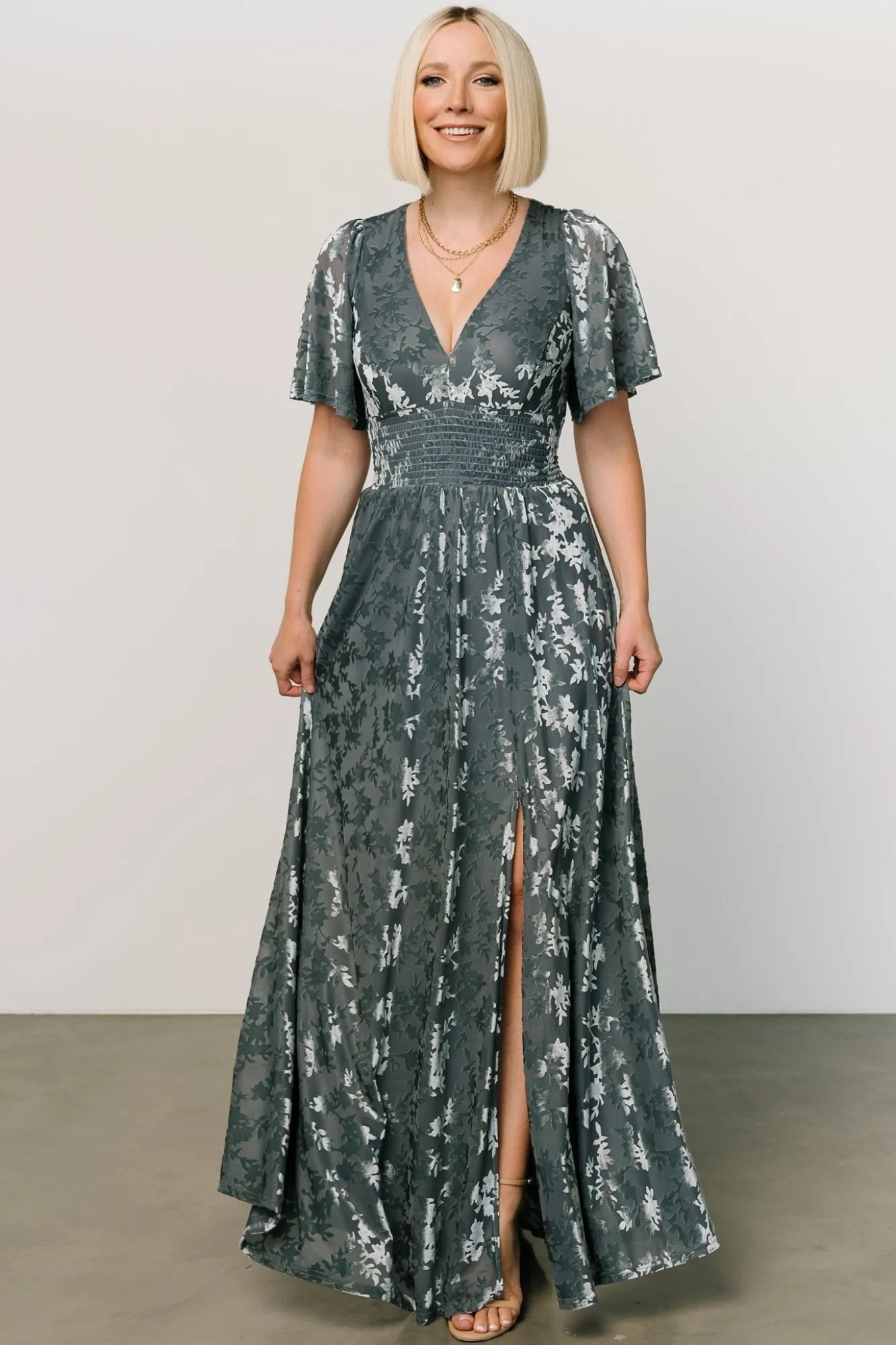 Baltic Born Veronica Velvet Maxi Dress | Slate Blue