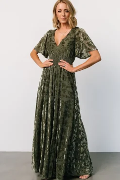 Baltic Born Veronica Velvet Maxi Dress | Dark Sage
