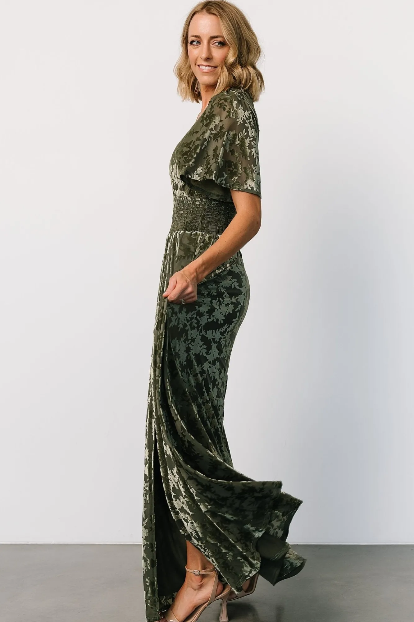 Baltic Born Veronica Velvet Maxi Dress | Dark Sage
