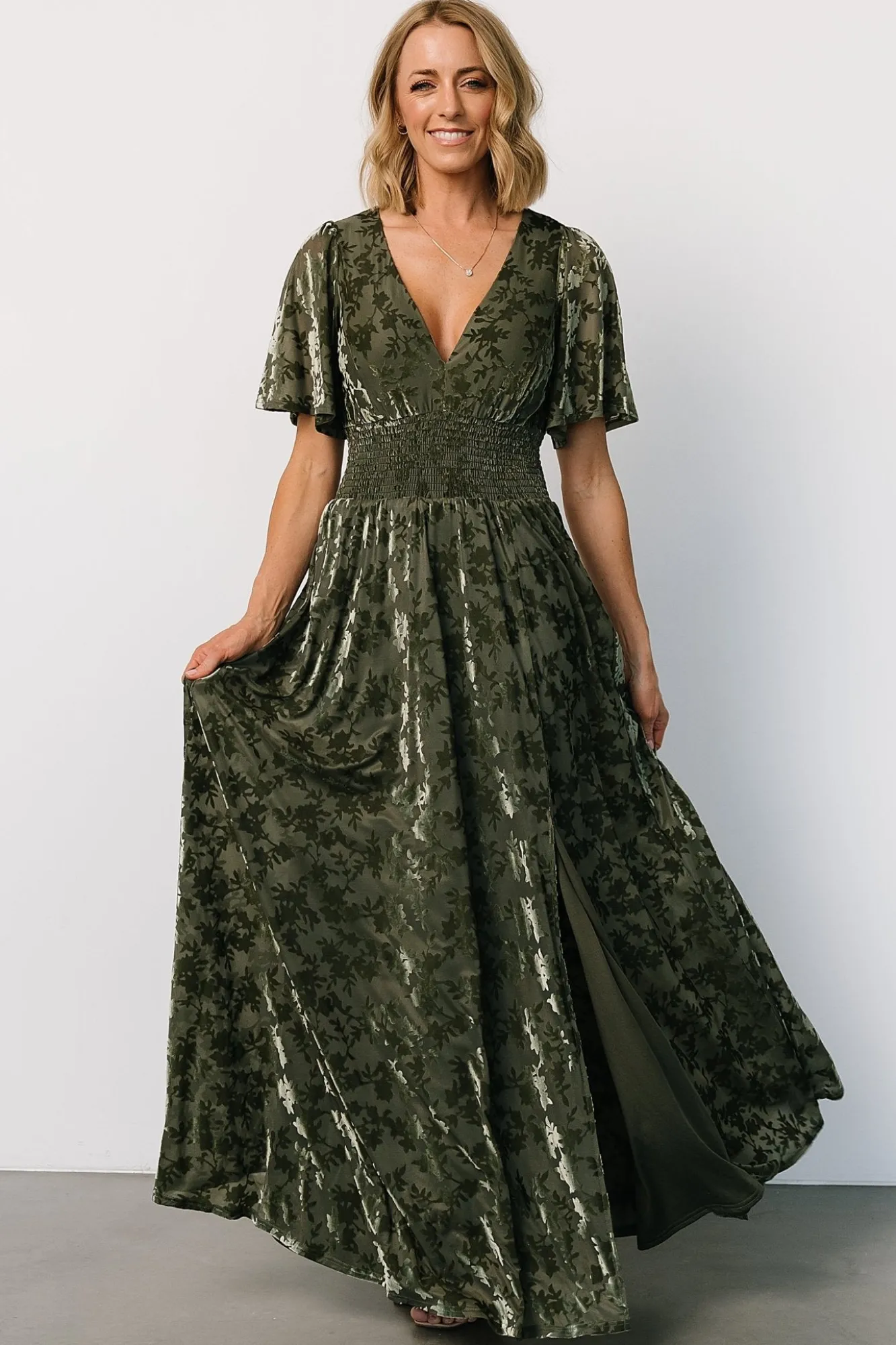 Baltic Born Veronica Velvet Maxi Dress | Dark Sage