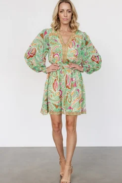 Baltic Born Vesta Short Dress | Green Print