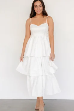 Baltic Born Violetta Embossed Tiered Dress | Off White