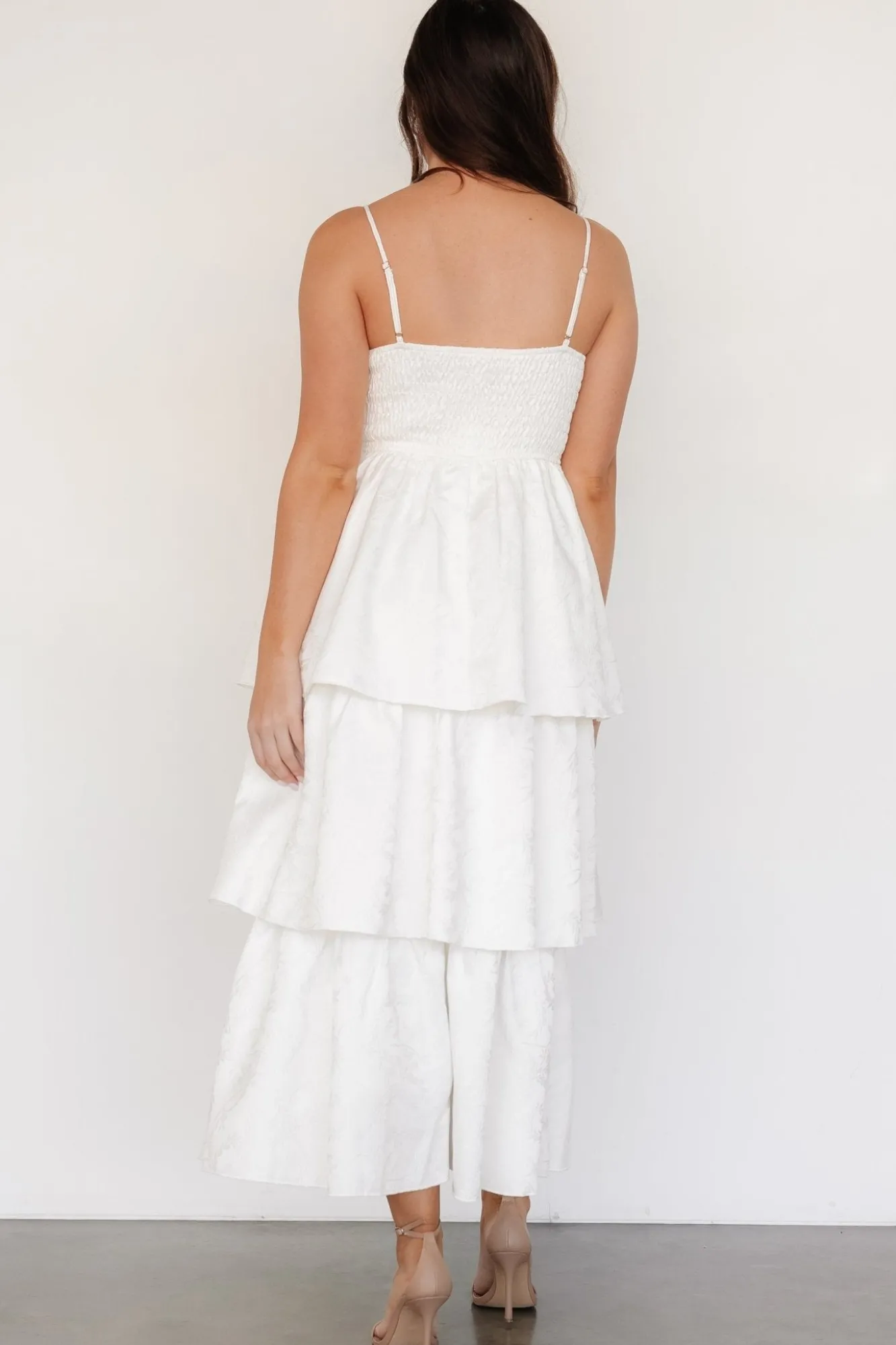 Baltic Born Violetta Embossed Tiered Dress | Off White
