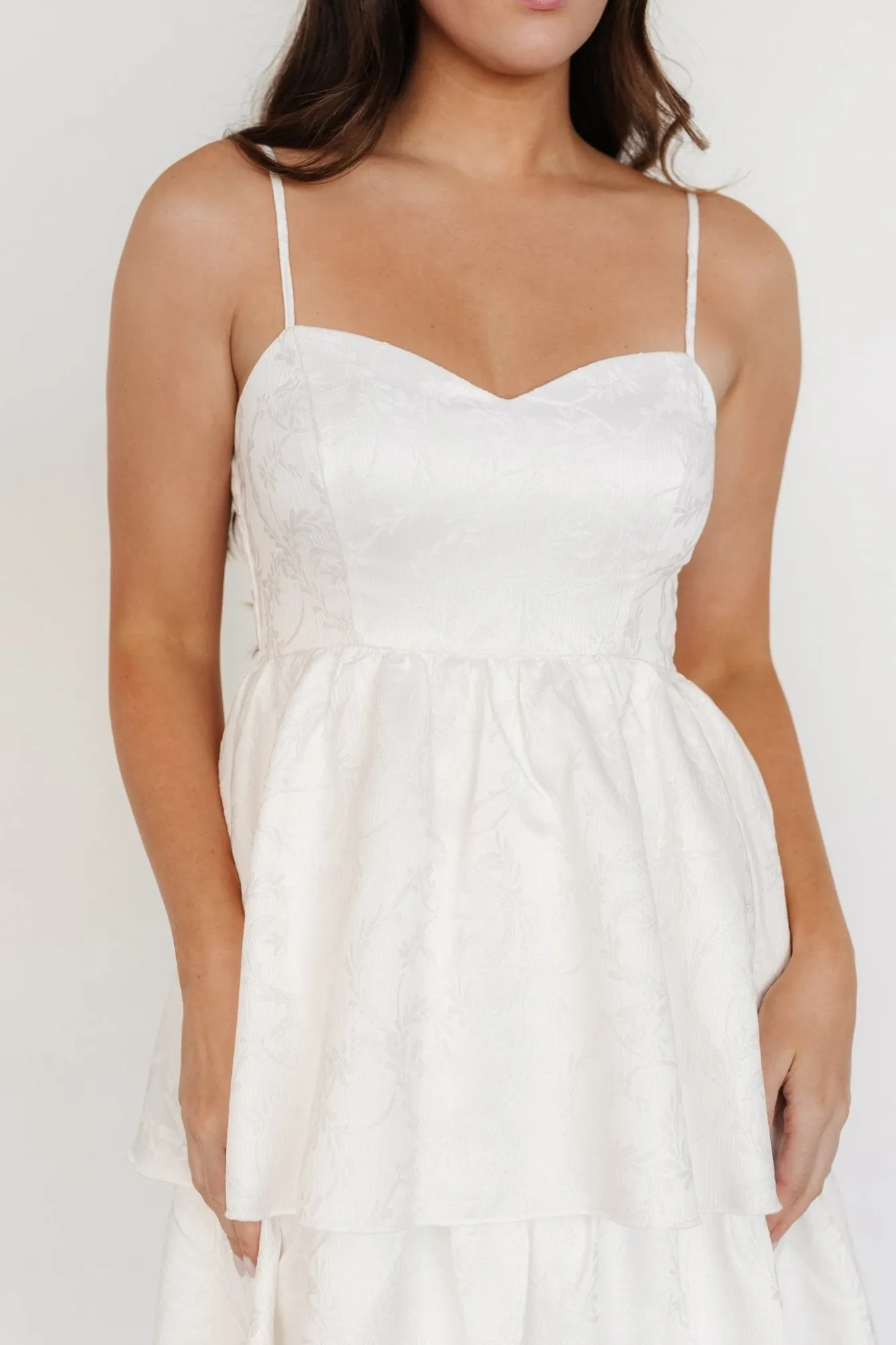 Baltic Born Violetta Embossed Tiered Dress | Off White