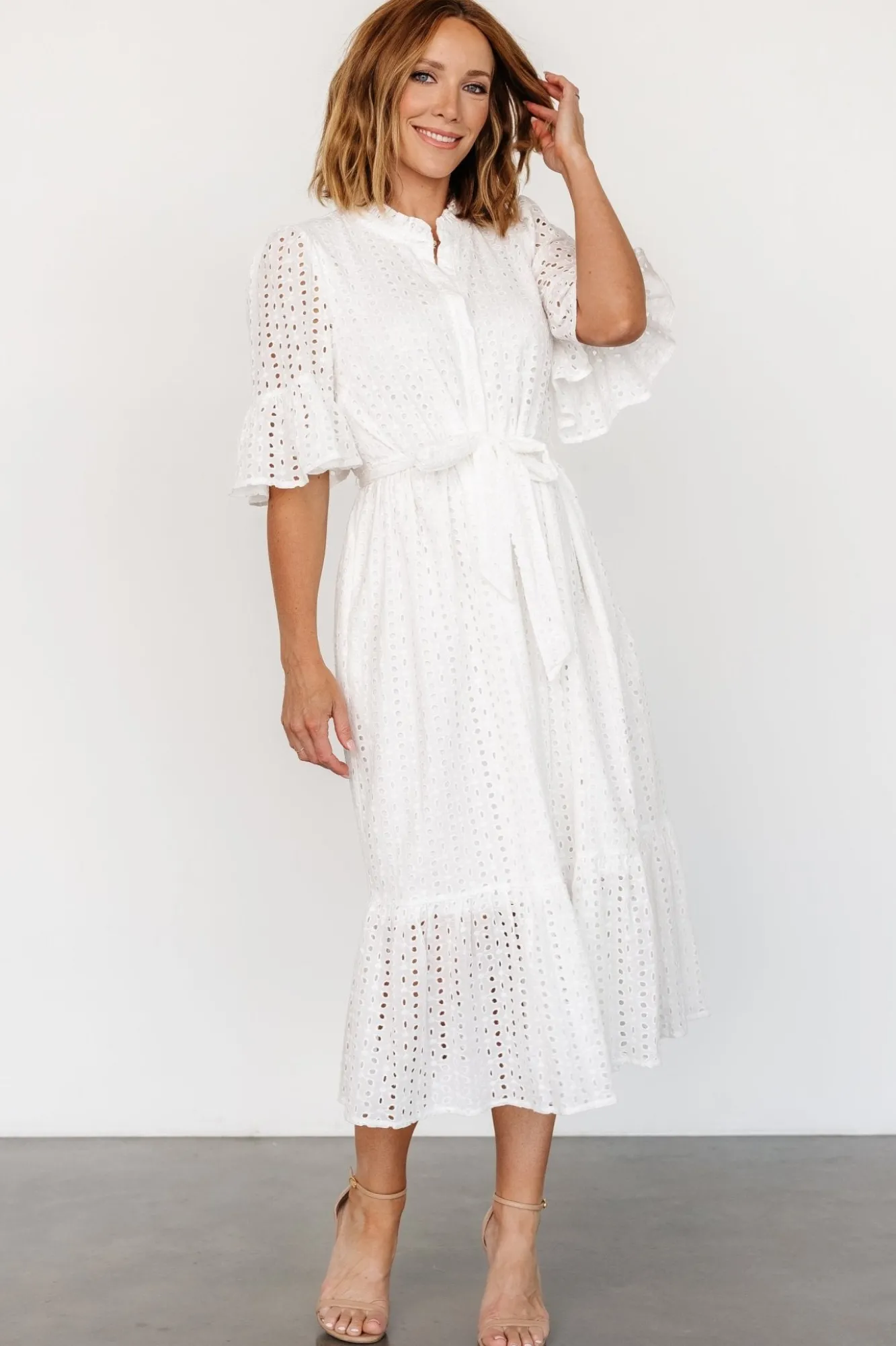 Baltic Born Virginia Eyelet Midi Dress | Off White
