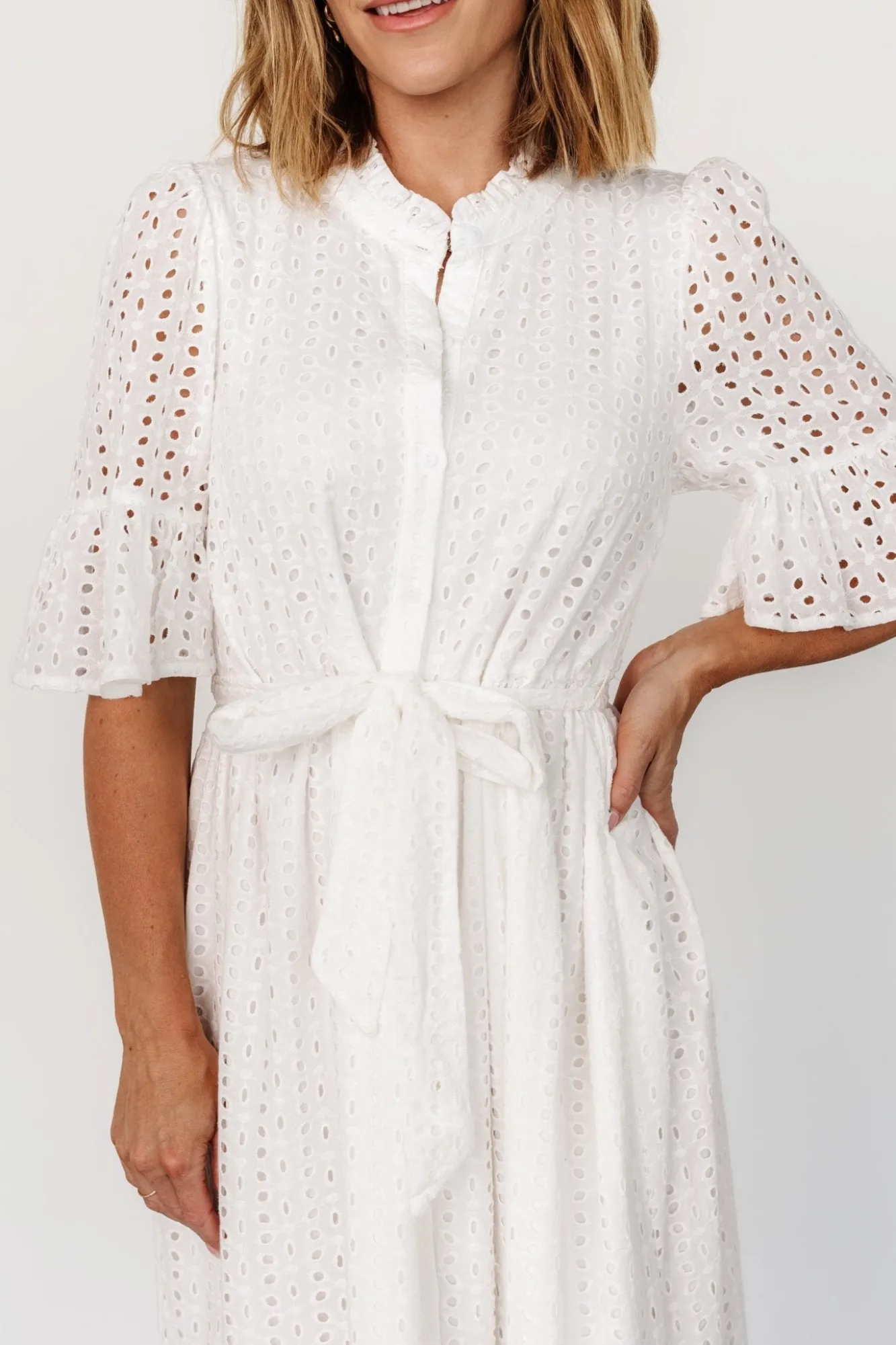 Baltic Born Virginia Eyelet Midi Dress | Off White