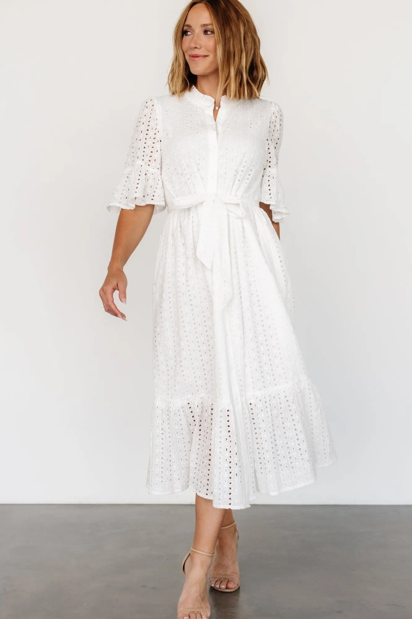 Baltic Born Virginia Eyelet Midi Dress | Off White