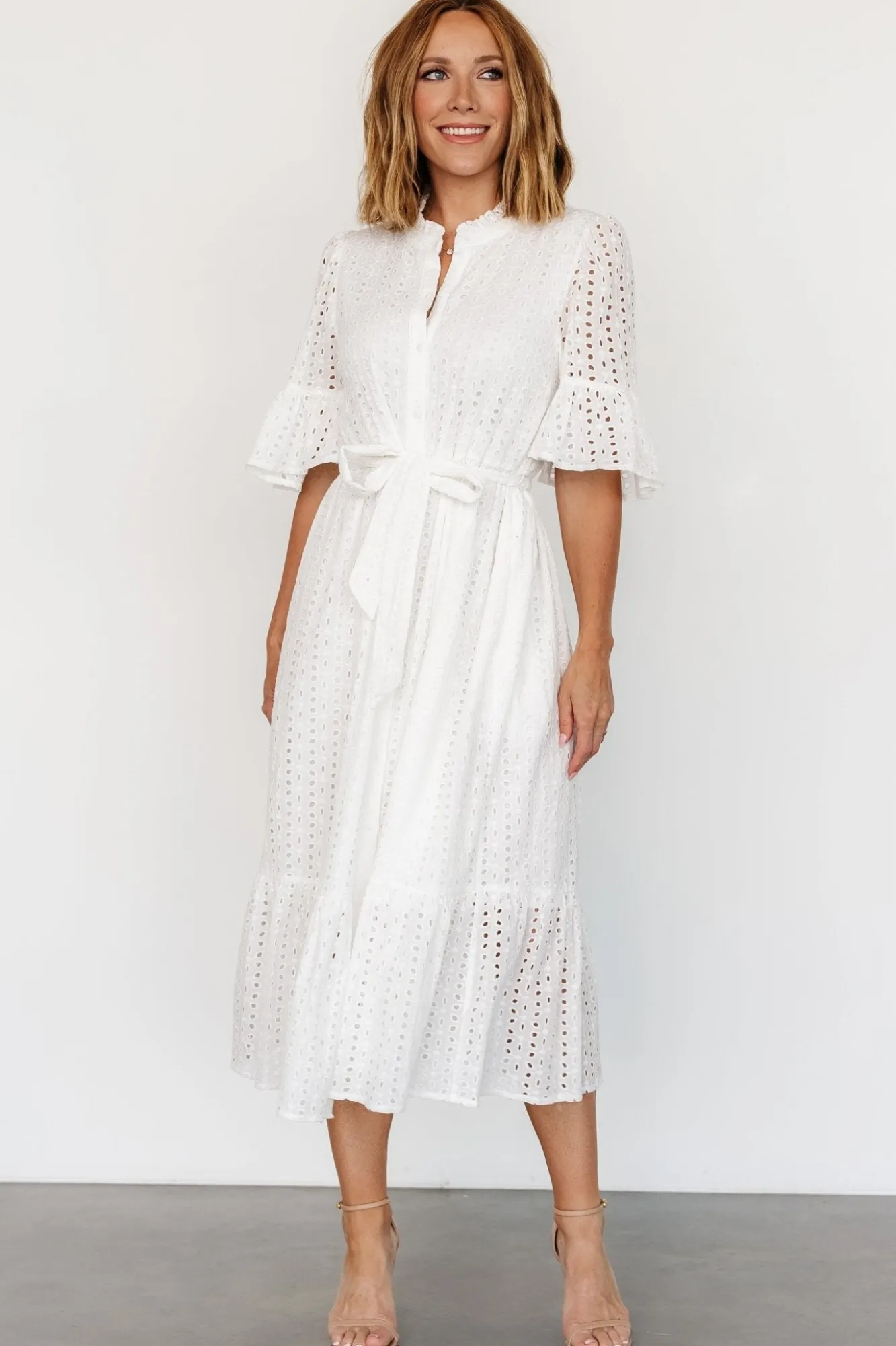 Baltic Born Virginia Eyelet Midi Dress | Off White