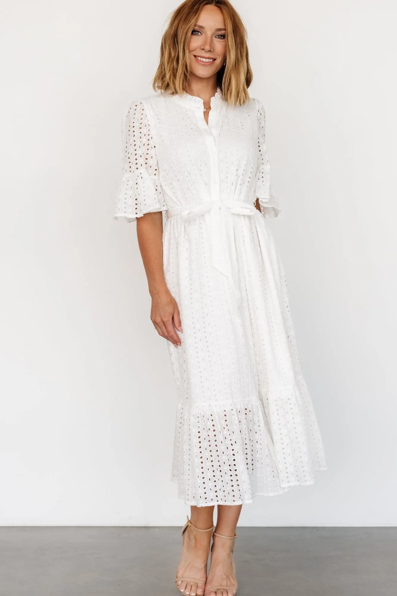 Baltic Born Virginia Eyelet Midi Dress | Off White
