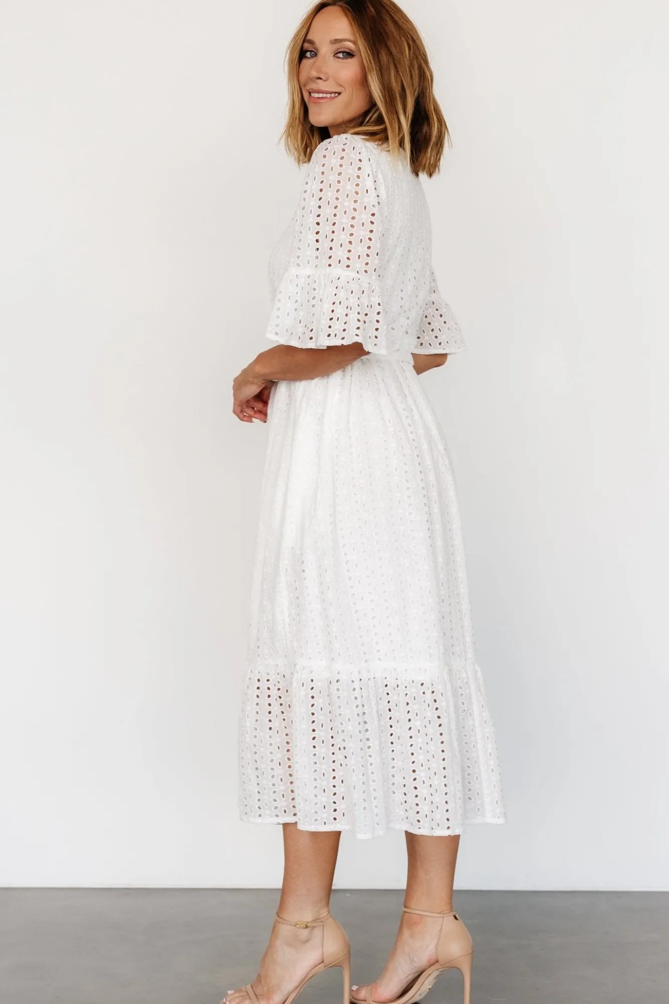 Baltic Born Virginia Eyelet Midi Dress | Off White