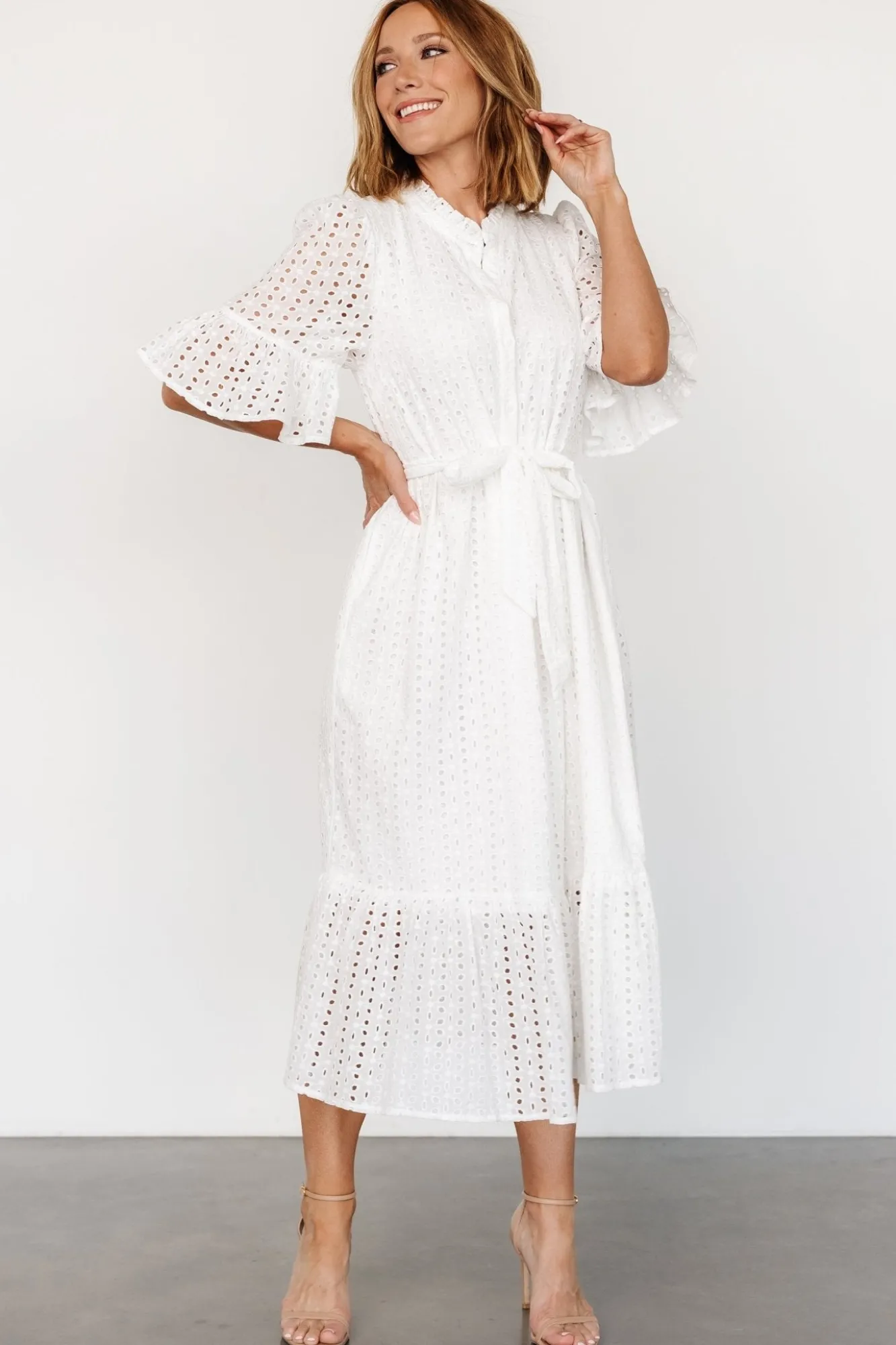 Baltic Born Virginia Eyelet Midi Dress | Off White