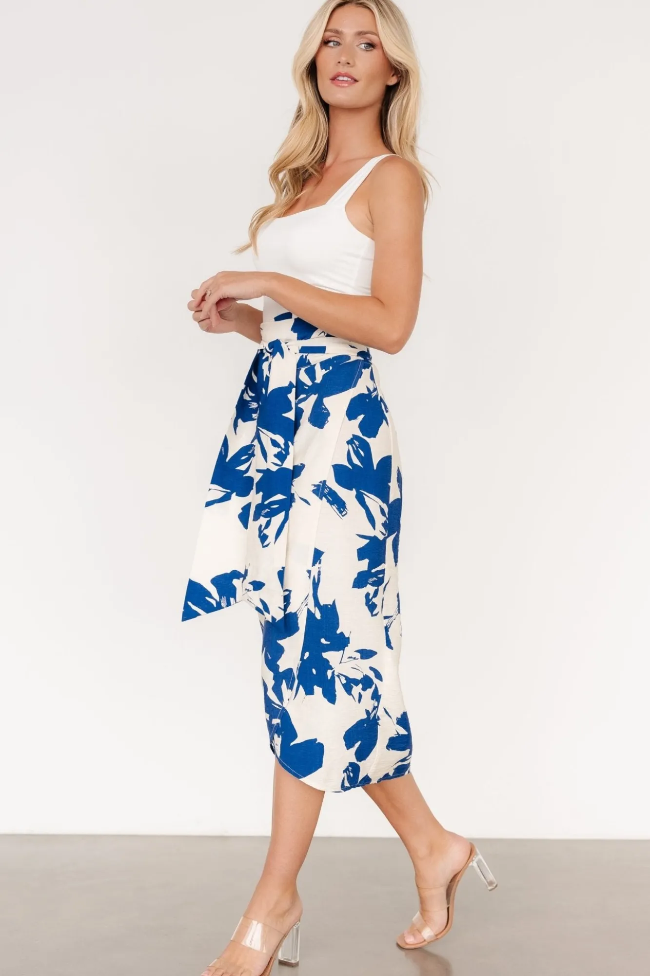 Baltic Born Vista Wrap Midi Skirt | Blue Print