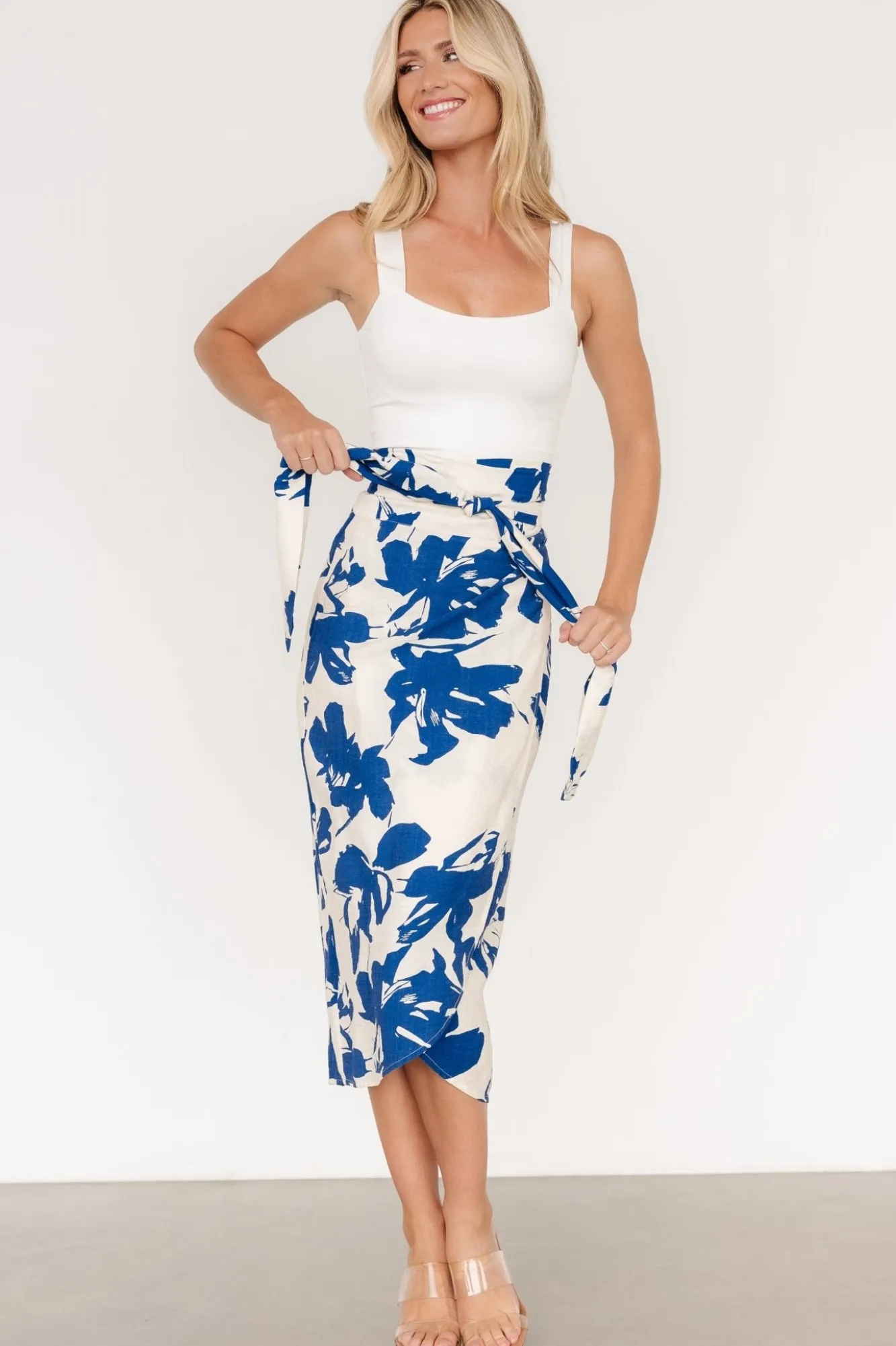 Baltic Born Vista Wrap Midi Skirt | Blue Print