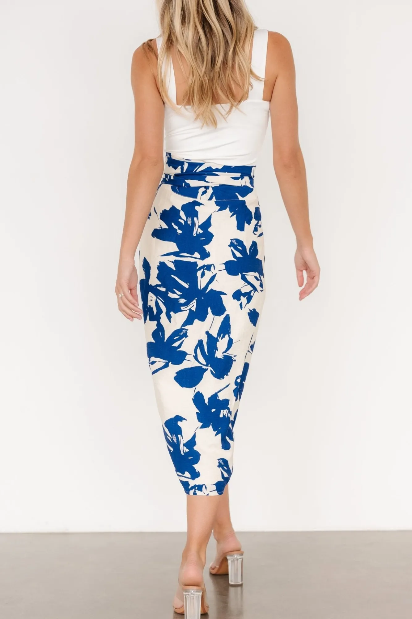 Baltic Born Vista Wrap Midi Skirt | Blue Print