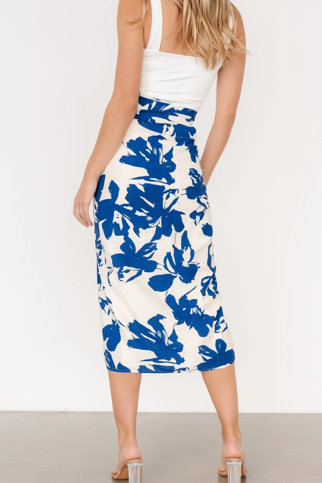 Baltic Born Vista Wrap Midi Skirt | Blue Print