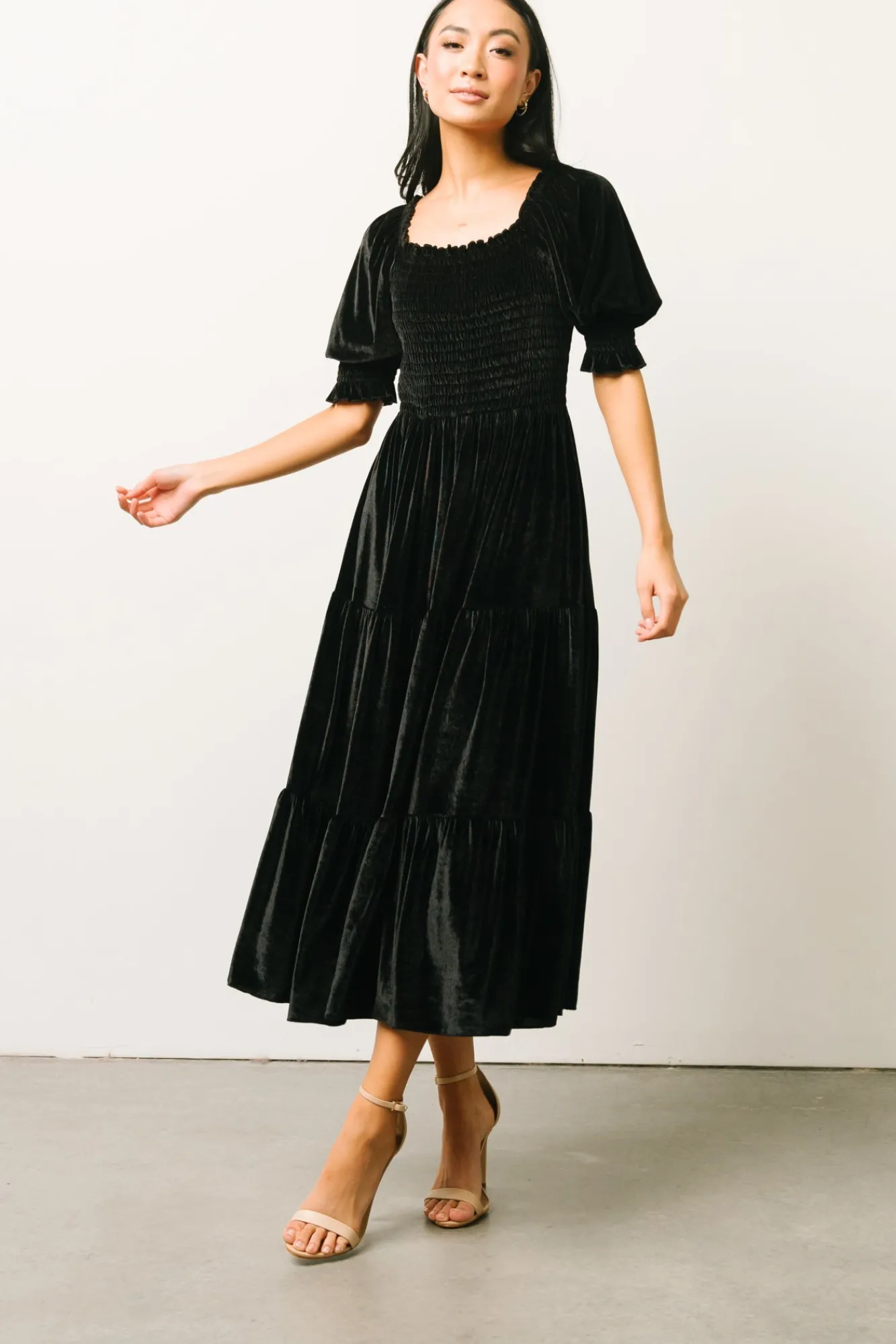 Baltic Born Vivaldi Smocked Velvet Midi Dress |