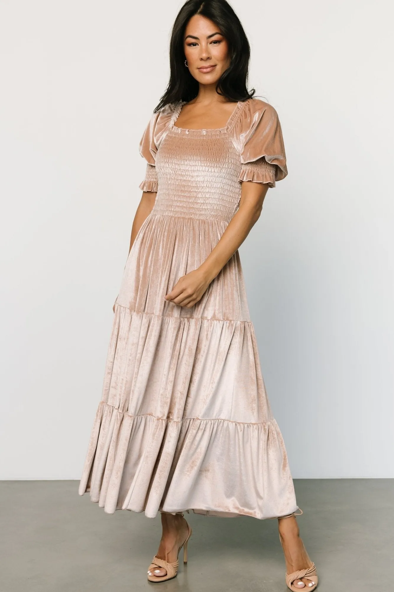 Baltic Born Vivaldi Smocked Velvet Midi Dress |