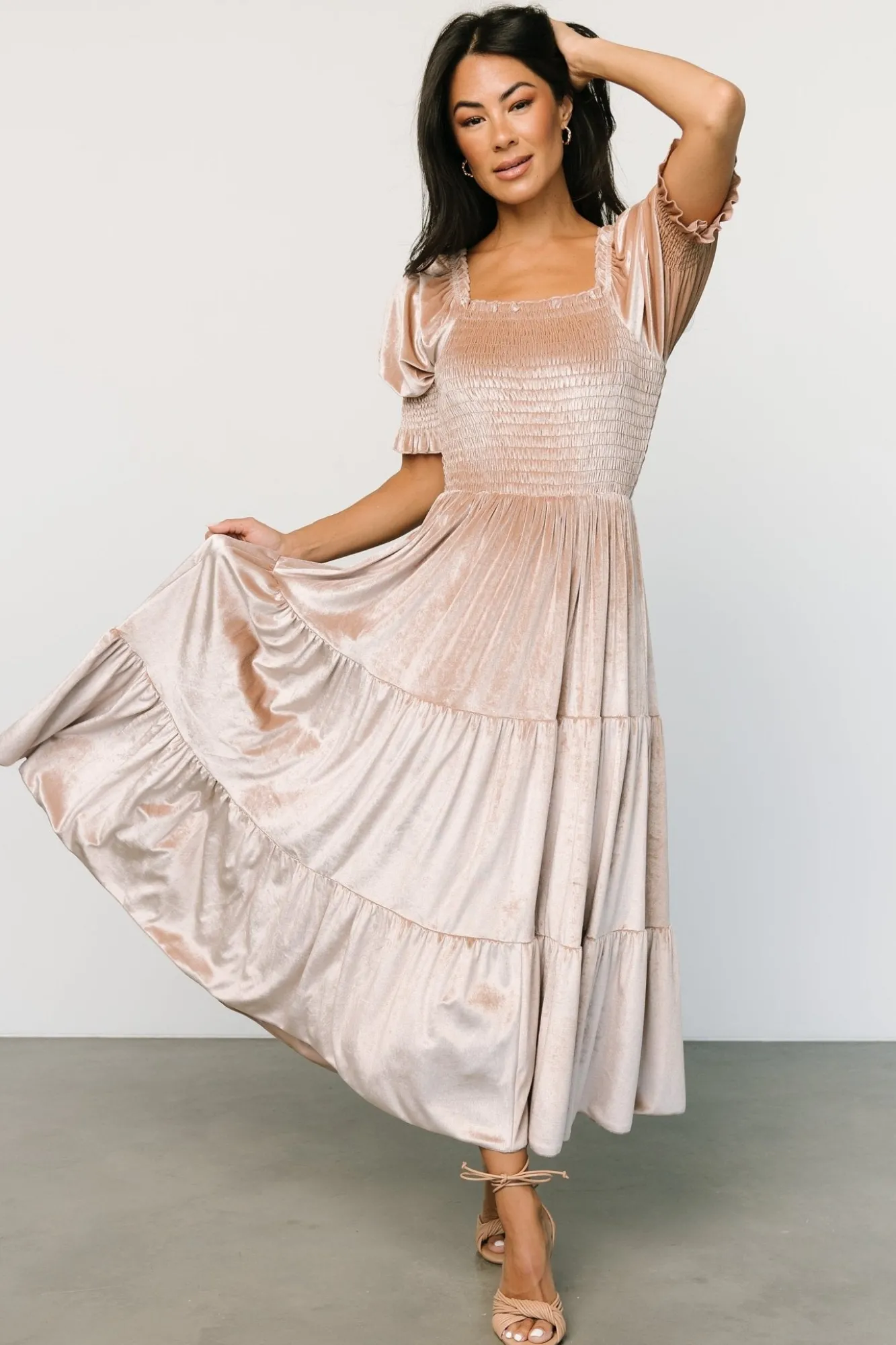Baltic Born Vivaldi Smocked Velvet Midi Dress |