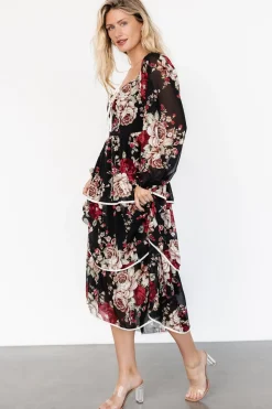 Baltic Born Viviana Tiered Dress | Black Floral