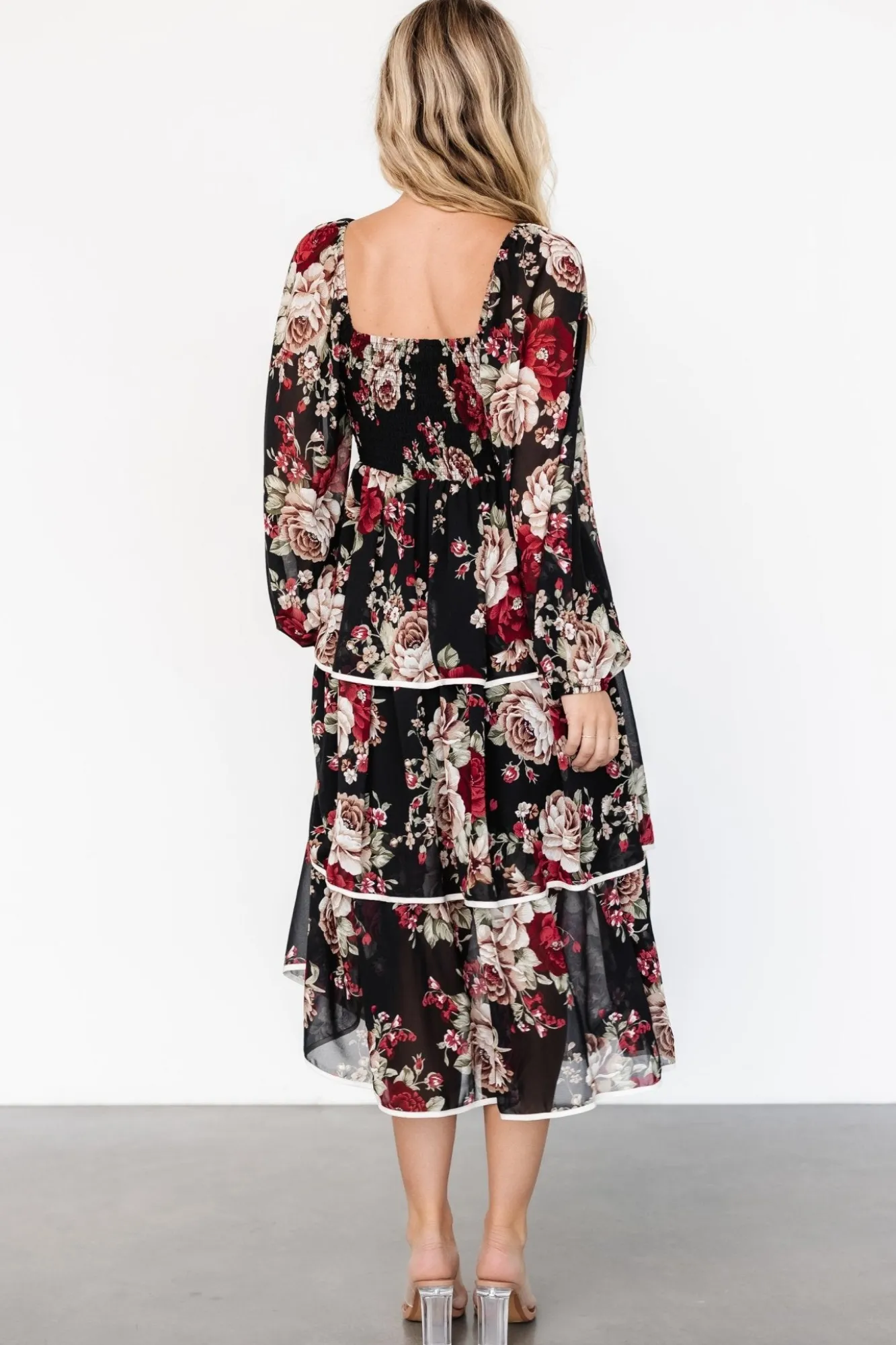 Baltic Born Viviana Tiered Dress | Black Floral