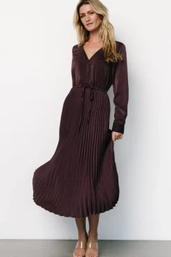 Baltic Born Waco Pleated Dress | Dark Plum