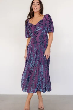 Baltic Born Westbrook Velvet Dress | Plum + Blue Floral