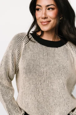 Baltic Born Winifred Ribbed Sweater | Black + Ivory
